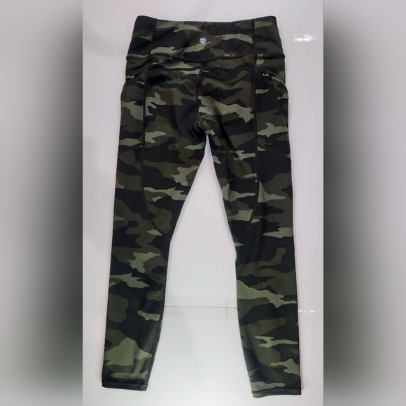 Athleta Contender 7/8 Leggings Womens Size Small Green Camo Stretch Shaping - Picture 2 of 11
